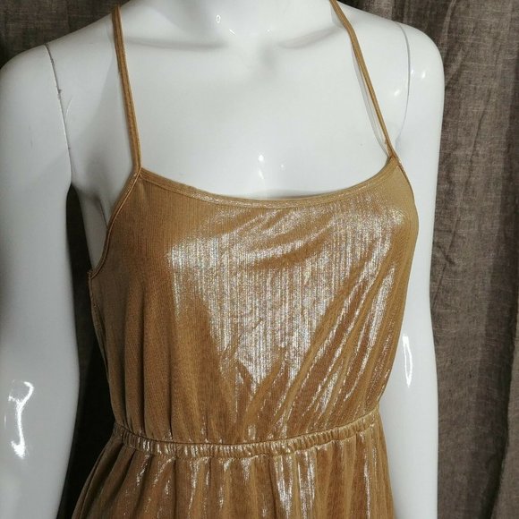 Wild Blue Sadie Robertson Dress Gold Shimmer Size Medium Asymmetrical - Picture 7 of 12